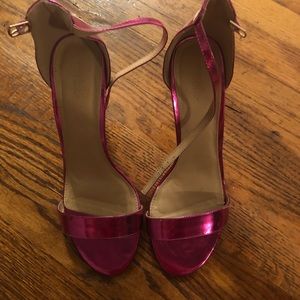 Hot pink strappy heels